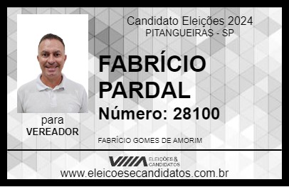 Candidato FABRÍCIO PARDAL 2024 - PITANGUEIRAS - Eleições