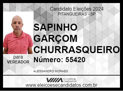 Candidato SAPINHO GARÇOM CHURRASQUEIRO 2024 - PITANGUEIRAS - Eleições