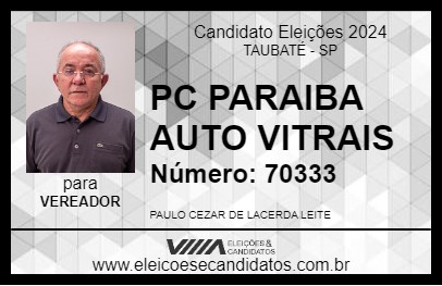 Candidato PC PARAIBA AUTO VITRAIS 2024 - TAUBATÉ - Eleições