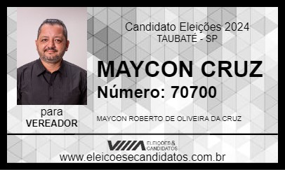 Candidato MAYCON CRUZ 2024 - TAUBATÉ - Eleições