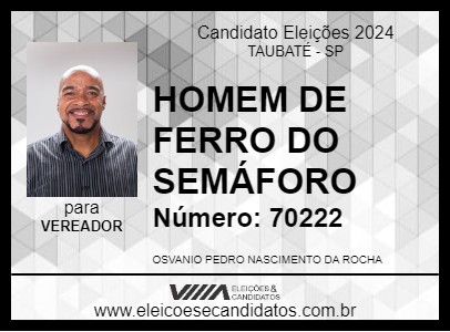 Candidato HOMEM DE FERRO DO SEMÁFORO 2024 - TAUBATÉ - Eleições