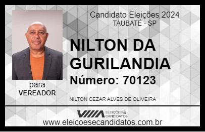 Candidato NILTON DA GURILANDIA 2024 - TAUBATÉ - Eleições