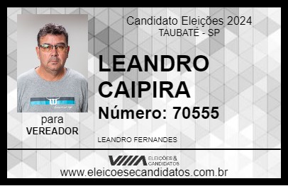 Candidato LEANDRO CAIPIRA 2024 - TAUBATÉ - Eleições