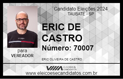 Candidato ERIC DE CASTRO 2024 - TAUBATÉ - Eleições