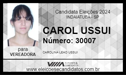 Candidato CAROL USSUI 2024 - INDAIATUBA - Eleições