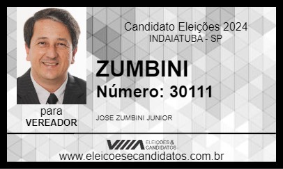 Candidato ZUMBINI 2024 - INDAIATUBA - Eleições