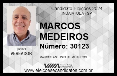 Candidato MARCOS MEDEIROS 2024 - INDAIATUBA - Eleições