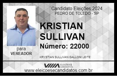 Candidato KRISTIAN SULLIVAN 2024 - PEDRO DE TOLEDO - Eleições