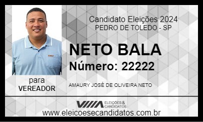 Candidato NETO BALA 2024 - PEDRO DE TOLEDO - Eleições