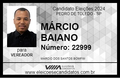 Candidato MÁRCIO BAIANO 2024 - PEDRO DE TOLEDO - Eleições