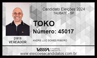 Candidato TOKO 2024 - TAUBATÉ - Eleições