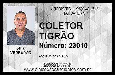 Candidato COLETOR TIGRÃO 2024 - TAUBATÉ - Eleições