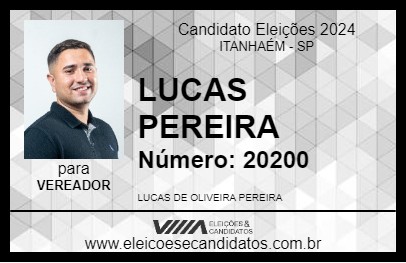 Candidato LUCAS PEREIRA 2024 - ITANHAÉM - Eleições