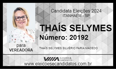 Candidato THAÍS SELYMES 2024 - ITANHAÉM - Eleições