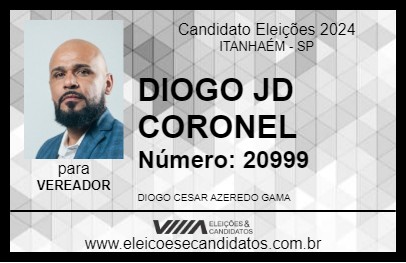 Candidato DIOGO JD CORONEL 2024 - ITANHAÉM - Eleições