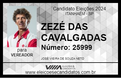 Candidato ZEZÉ DAS CAVALGADAS 2024 - ITANHAÉM - Eleições