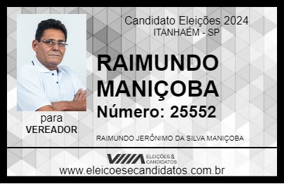 Candidato RAIMUNDO MANIÇOBA 2024 - ITANHAÉM - Eleições