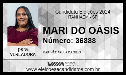 Candidato MARI DO OÁSIS 2024 - ITANHAÉM - Eleições