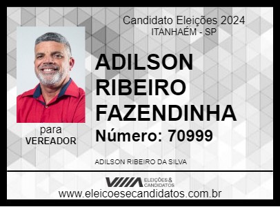 Candidato ADILSON RIBEIRO FAZENDINHA 2024 - ITANHAÉM - Eleições