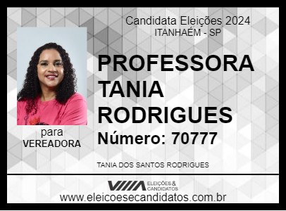 Candidato PROFESSORA TANIA RODRIGUES 2024 - ITANHAÉM - Eleições