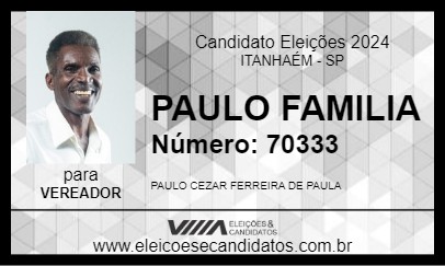 Candidato PAULO FAMILIA 2024 - ITANHAÉM - Eleições