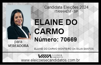 Candidato ELAINE DO CARMO 2024 - ITANHAÉM - Eleições