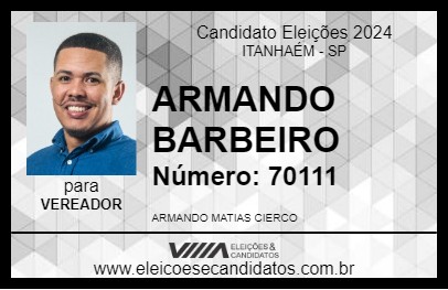 Candidato ARMANDO BARBEIRO 2024 - ITANHAÉM - Eleições