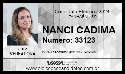 Candidato NANCI CADIMA 2024 - ITANHAÉM - Eleições