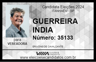 Candidato GUERREIRA INDIA 2024 - ITANHAÉM - Eleições