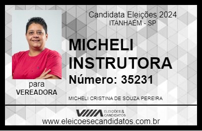 Candidato MICHELI INSTRUTORA 2024 - ITANHAÉM - Eleições