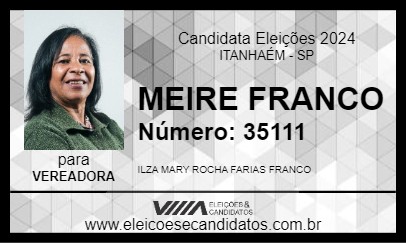 Candidato MEIRE FRANCO 2024 - ITANHAÉM - Eleições