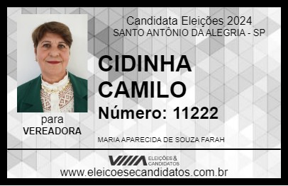 Candidato CIDINHA CAMILO 2024 - SANTO ANTÔNIO DA ALEGRIA - Eleições