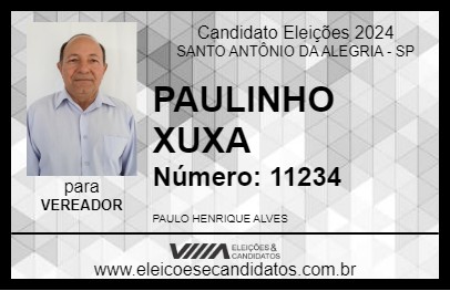 Candidato PAULINHO XUXA 2024 - SANTO ANTÔNIO DA ALEGRIA - Eleições