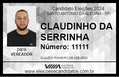 Candidato CLAUDINHO DA SERRINHA 2024 - SANTO ANTÔNIO DA ALEGRIA - Eleições