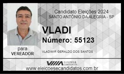 Candidato VLADI 2024 - SANTO ANTÔNIO DA ALEGRIA - Eleições