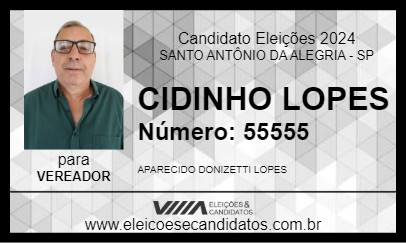 Candidato CIDINHO LOPES 2024 - SANTO ANTÔNIO DA ALEGRIA - Eleições