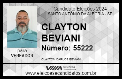 Candidato CLAYTON BEVIANI 2024 - SANTO ANTÔNIO DA ALEGRIA - Eleições