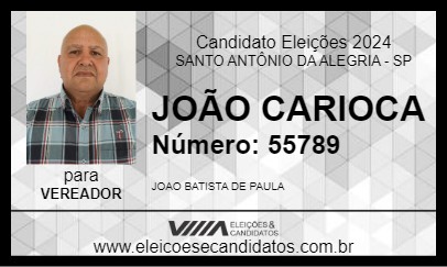 Candidato JOÃO CARIOCA 2024 - SANTO ANTÔNIO DA ALEGRIA - Eleições