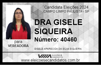 Candidato DRA GISELE SIQUEIRA 2024 - CAMPO LIMPO PAULISTA - Eleições