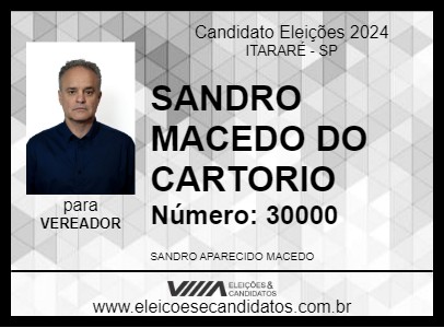 Candidato SANDRO MACEDO DO CARTORIO 2024 - ITARARÉ - Eleições