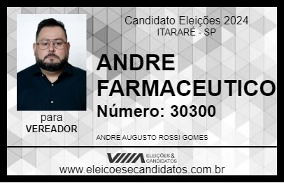 Candidato ANDRE FARMACEUTICO 2024 - ITARARÉ - Eleições