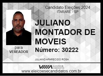 Candidato JULIANO MONTADOR DE MOVEIS 2024 - ITARARÉ - Eleições