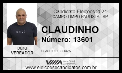 Candidato CLAUDINHO 2024 - CAMPO LIMPO PAULISTA - Eleições