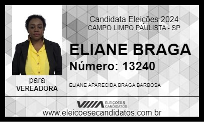 Candidato ELIANE BRAGA 2024 - CAMPO LIMPO PAULISTA - Eleições