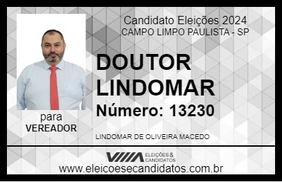 Candidato DR. LINDOMAR 2024 - CAMPO LIMPO PAULISTA - Eleições