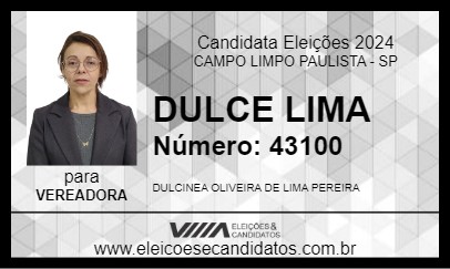 Candidato DULCE LIMA 2024 - CAMPO LIMPO PAULISTA - Eleições