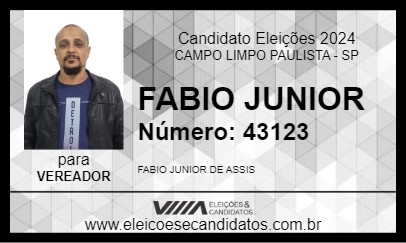 Candidato FABIO JUNIOR 2024 - CAMPO LIMPO PAULISTA - Eleições