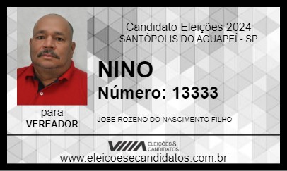 Candidato NINO 2024 - SANTÓPOLIS DO AGUAPEÍ - Eleições