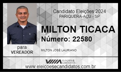 Candidato MILTON TICACA 2024 - PARIQUERA-AÇU - Eleições