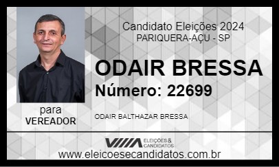 Candidato ODAIR BRESSA 2024 - PARIQUERA-AÇU - Eleições